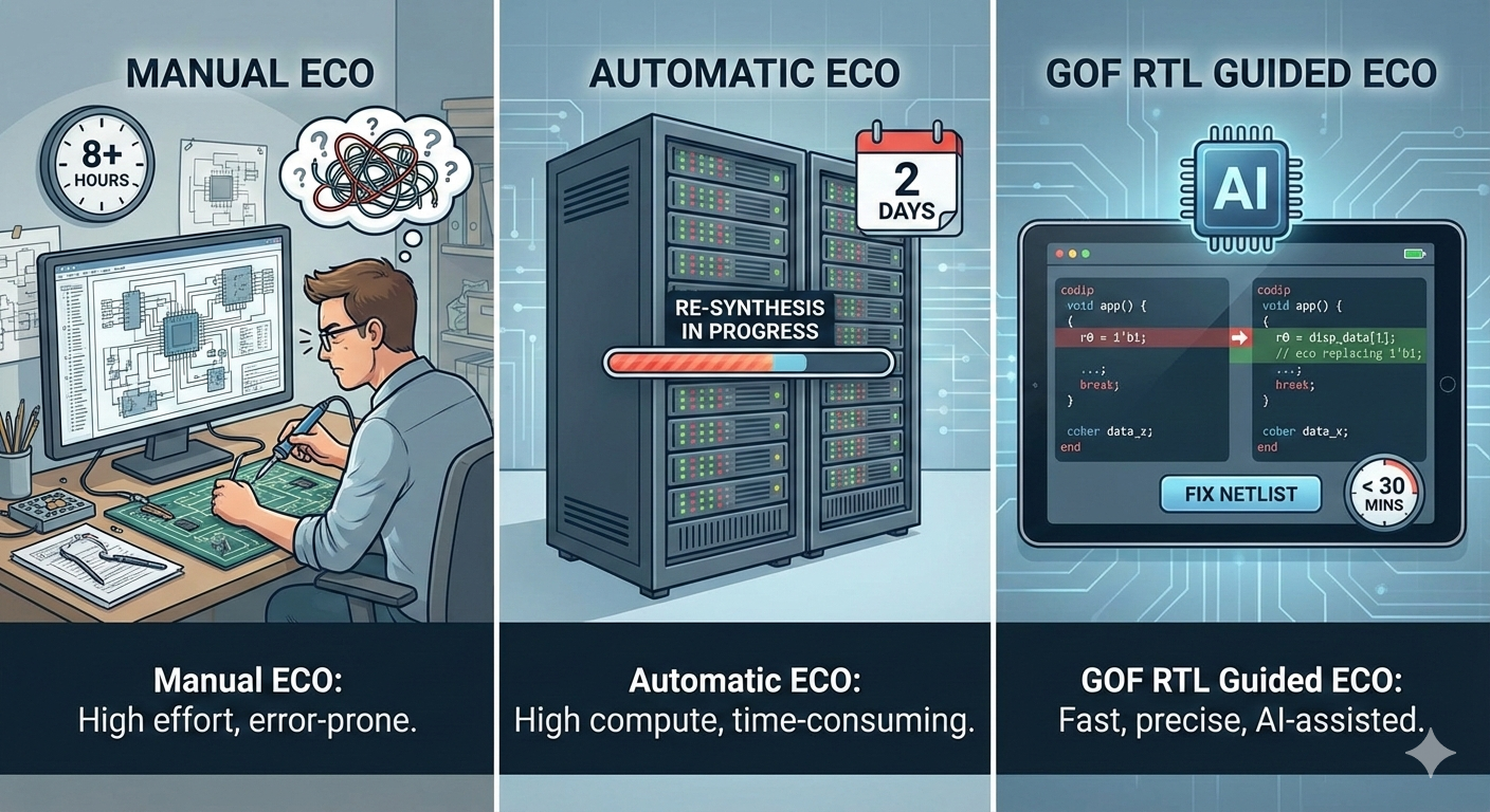 Comparison of ECO Methods: Manual vs Automatic vs GOF RTL Guided